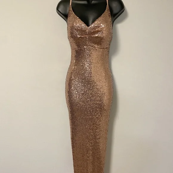 Night Way Collections | Dresses | Rose Gold Sequin Dress | Poshmark